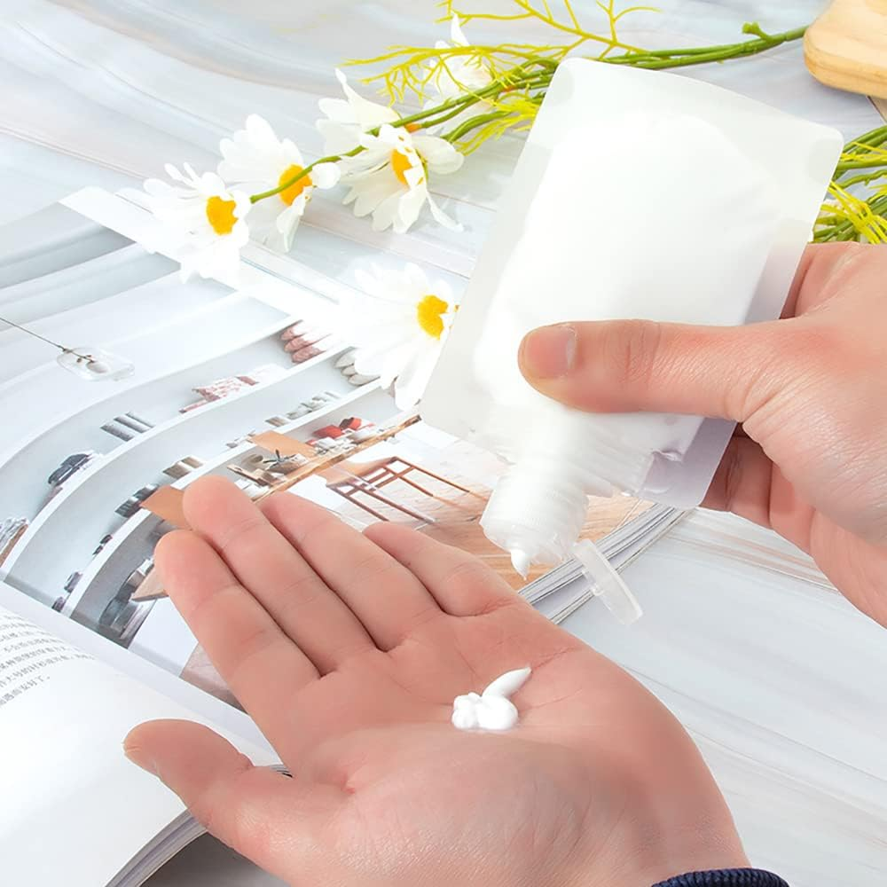 Travel Clamshell Refillable Empty Squeeze Pouches, Travel Bottles Empty Travel Squeeze Pouch, Pouch Packing Bags for Lotion/Shampoo/Face Cream/Hand Soap/Mask, 6Pcs