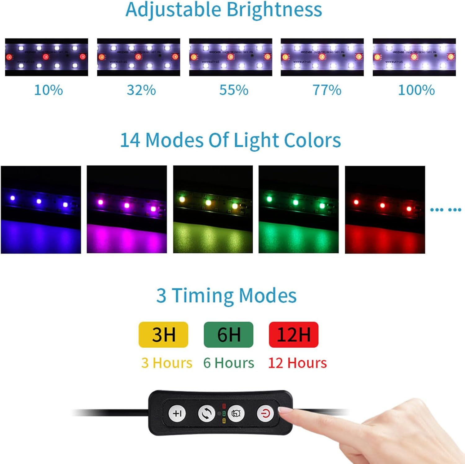 Aquarium Led Lights for Fish Tank Timing 3H 6H 12H USB Aquatic Lamp Plant Light image number 2