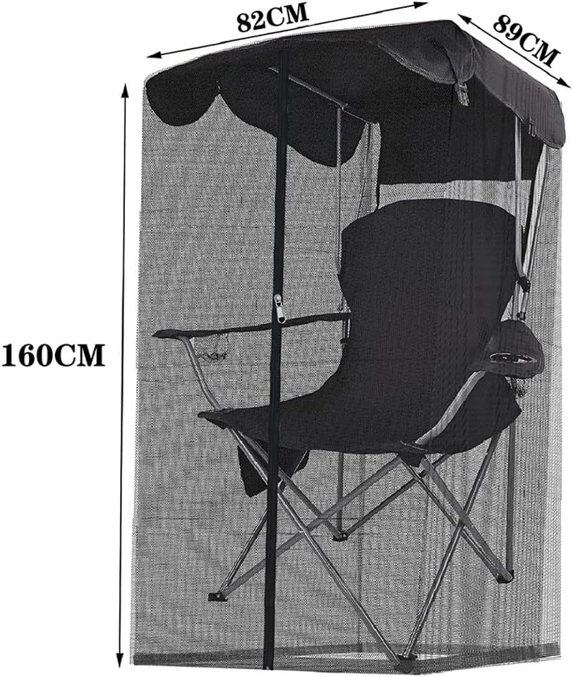 Outdoor Mosquito Net, Fishing Courtyard Garden Mosquito Net with Awning, Waterproof, Foldable, for Outdoor Fishing, Camping Chairs, and Beaches, Chair Not Included (Black) image number 4