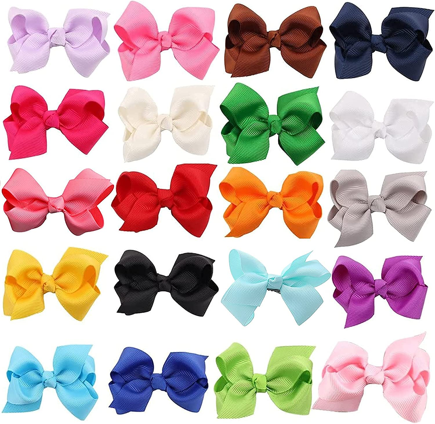 3 Inch Baby Girls Clips,20 PCS Proxima Direct Baby Hair Clips,Grosgrain Boutique Solid Color Ribbon Mini Hair Bows Clips for Baby Girls Teens Infants Kids Toddlers Children image number 5
