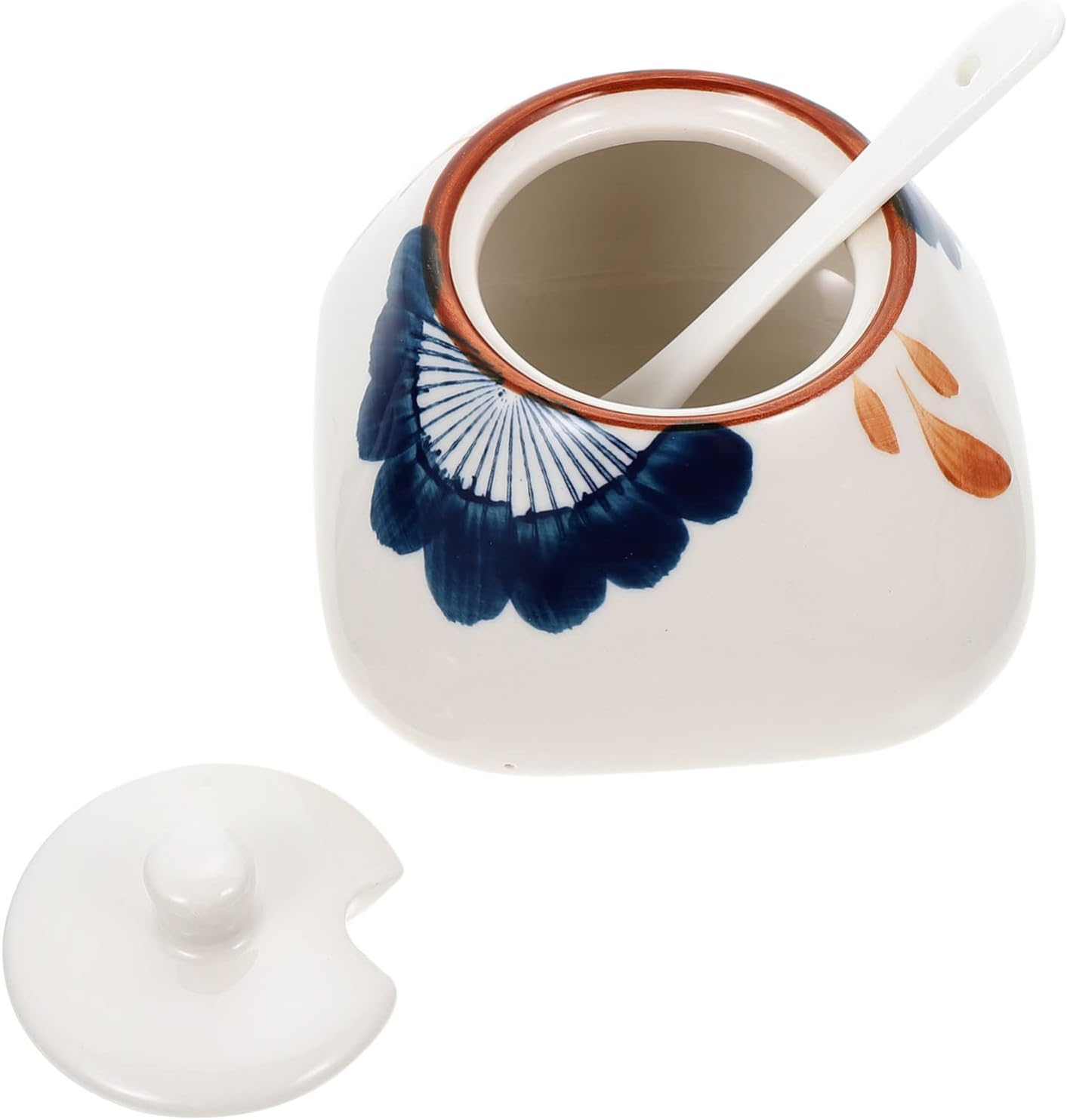 HAKIDZEL Ceramic Storage Jar and Sauce Canister 300Ml Japanese Style Porcelain with Spoon Sturdy Kitchen Condiment Container for Home Cooking and Dining image number 2