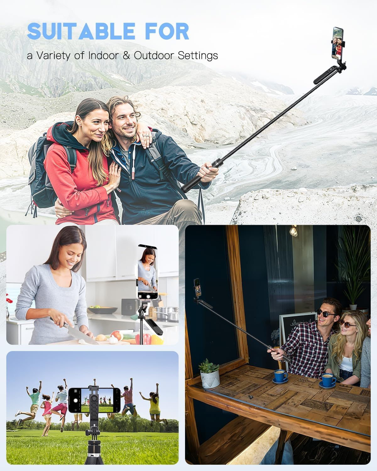 YLSD 70" Phone Selfie Stick Tripod with Remote, 360&deg; Stabilized Handheld Gimbal Tripod for Iphone/Android, Four-Corner Stability Extendable Camera Tripod for Live/Vlog/Photo image number 5
