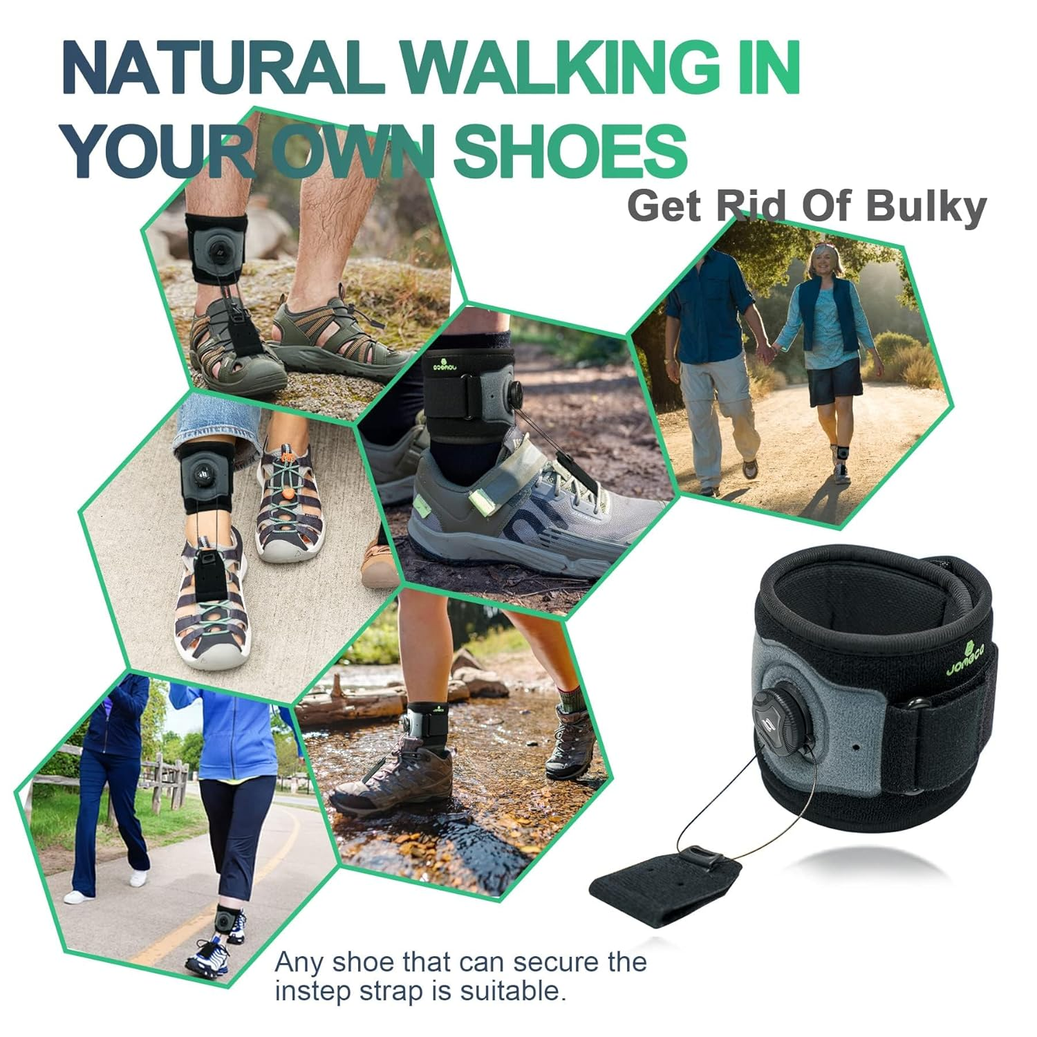 JOMECA Drop Foot Brace with Reel-Adjust Dorsiflexion Drop Foot Support Lifting up Foot Drop Brace for Walking with Shoes for Foot Drop Cause by Als,Ms,Stroke,Diabetic Neuropathy AFO Fit Women & Men image number 3