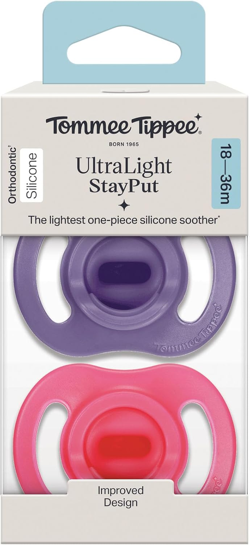 Tommee Tippee Ultra-Light Stayput Soother, 18-36M, 2 Pack, One-Piece Silicone Design image number 4