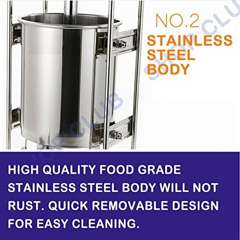 7L Stainless Steel Meat Sausage Filler Stuffer Salami Maker Vertical Machine image number 3