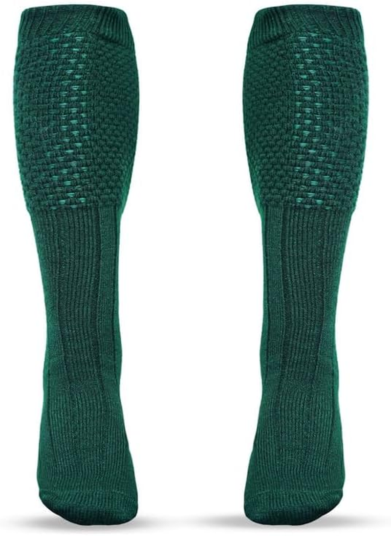 Scottish Highland Kilt Hose for Men, Ribbed Socks for USA Shoe Sizes, Wool Blend - Large, Green Bubble