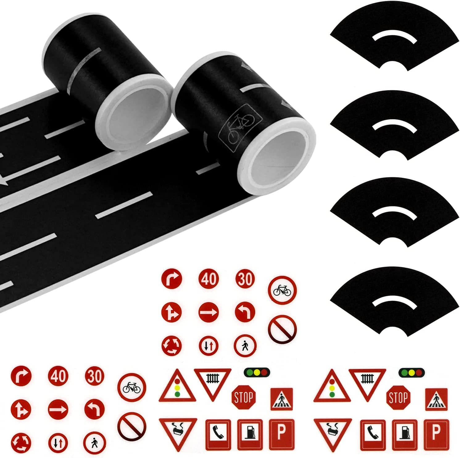 TORMEN Road Sticker Rolls Cars Track and Train Sets Sticker Perfect to Develop Your Kids Imagination and Memory, Play and Gifts for Children Toys(2 Rolls of Road