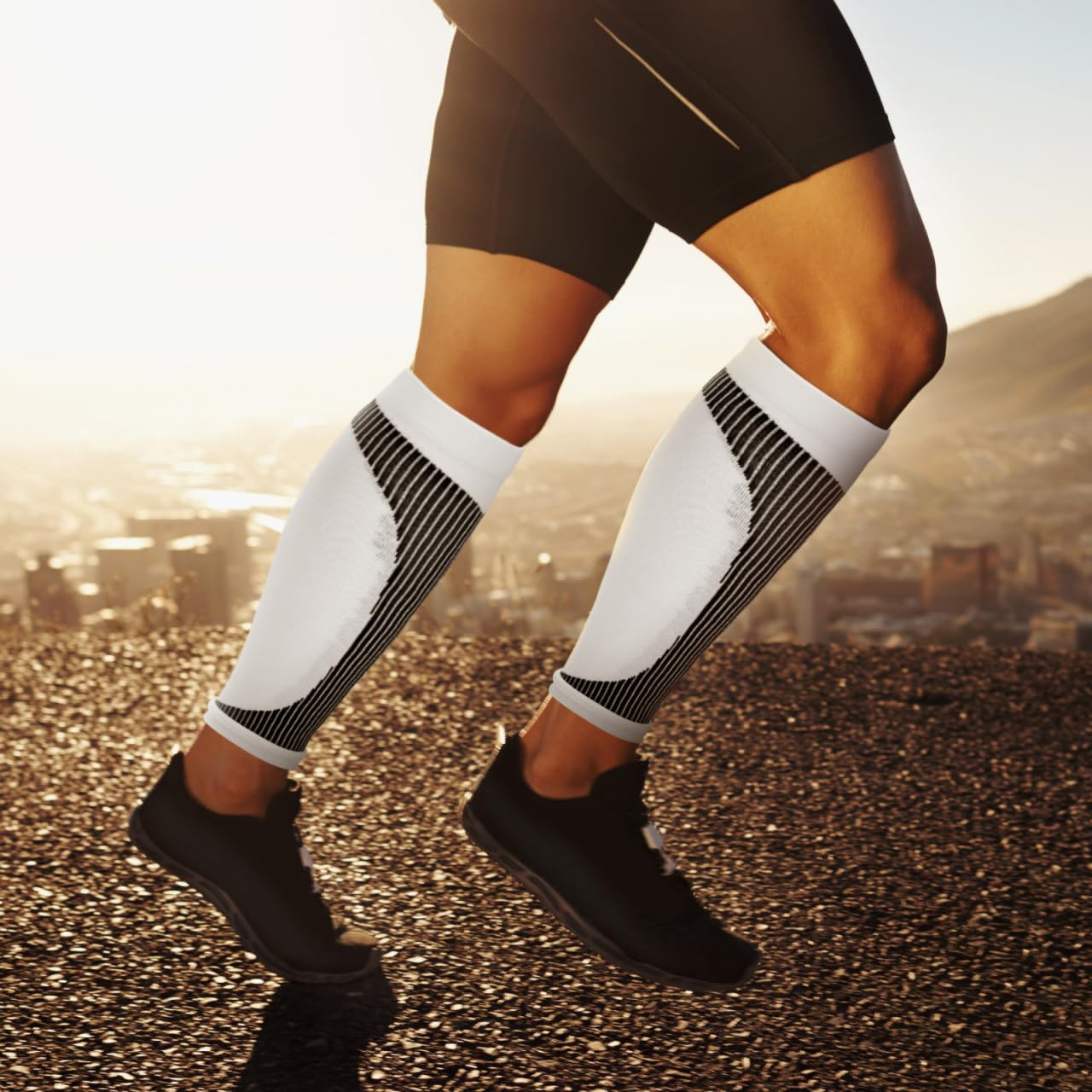 Minkissy 2Pcs Legging Cover 2Pcs White Compression Sleeves for Calf Support Soft Breathable Athletic Covers for Running and Sports image number 5