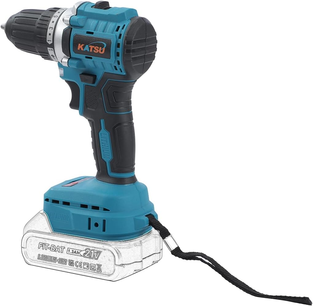 KATSU FIT-BAT 21V Brushless Cordless Drill Driver, 10Mm Keyless Chuck, 2 Gear Speed and LED Light, Ideal for Home DIY Tasks, No Battery and Charger 102360 image number 1