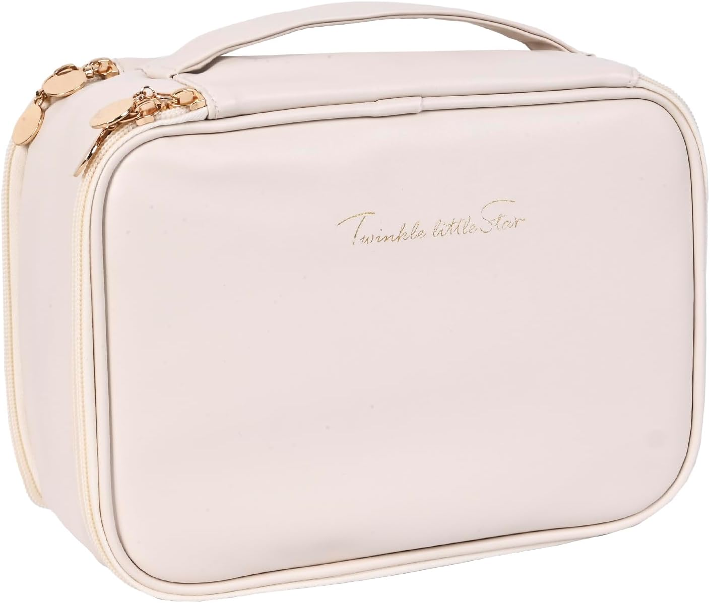 Travel Makeup and Jewelry Organizer Bag Large Capacity Portable PU Leather Cosmetic Bag with Removable Dividers image number 3