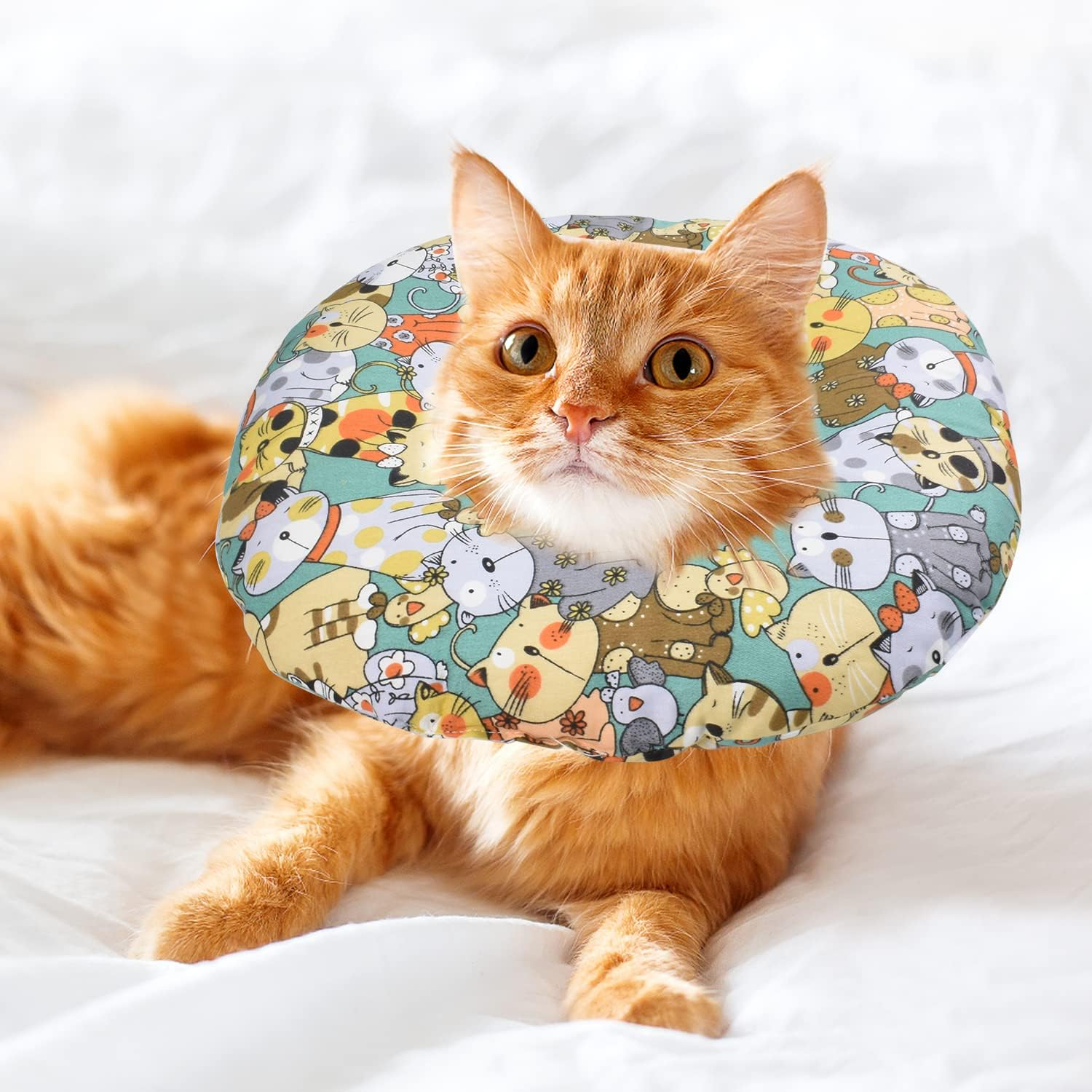 Cat Dog Collar, Soft Protective Collar Cat anti Bite Recovery Collar Protective Collar, Adjustable Protective Collar to Prevent Infections, Cat Collar Cotton for Puppies Kittens, S image number 2