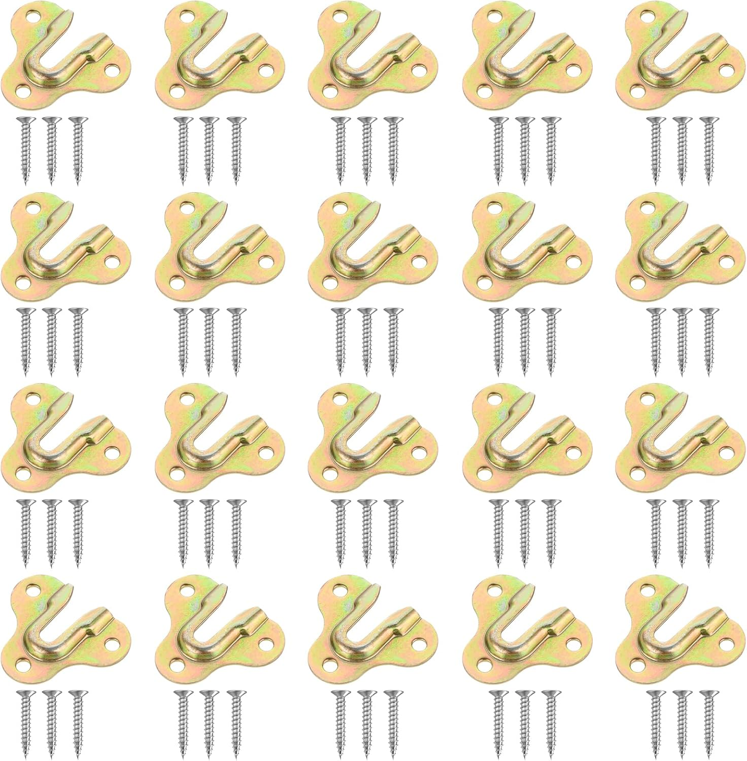 20 Pack Zinc Yellow Keyhole Hangers, Heavy-Duty Buckle Type Picture Hanger, Wooden Board Wall Mount Single Keyhole Hanging Plate, Mirror Picture Frame Hangers, Mug Key Coat Hanging Rack image number 4