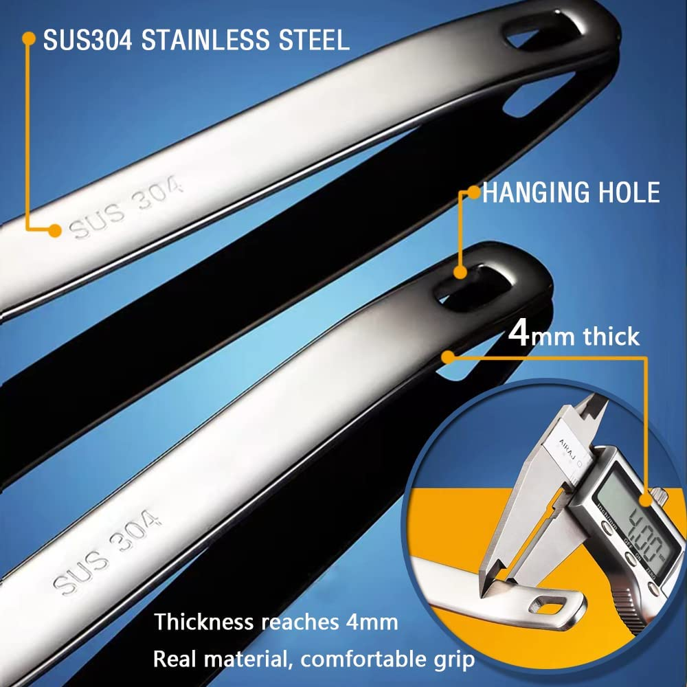 Soup Ladle Metal SUS304 Stainless Steel Ladles Spoon and Slotted Colander Spoon Set Small Soup Ladle with Holes Strainer Scoop Ladles for Serving Gravy Hot Pot or Restaurant,2 Piece Set