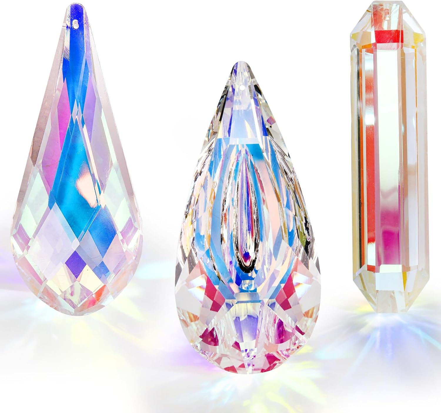 ZEAYEA 3 Pcs Crystal Prism, 4.7'' Crystal Suncatcher Prism for Window, Colored Hanging Prisms Pendant for Chandeliers, Garden, Room, Wedding, Christmas Tree Decoration, Home Decorative Accessories image number 6