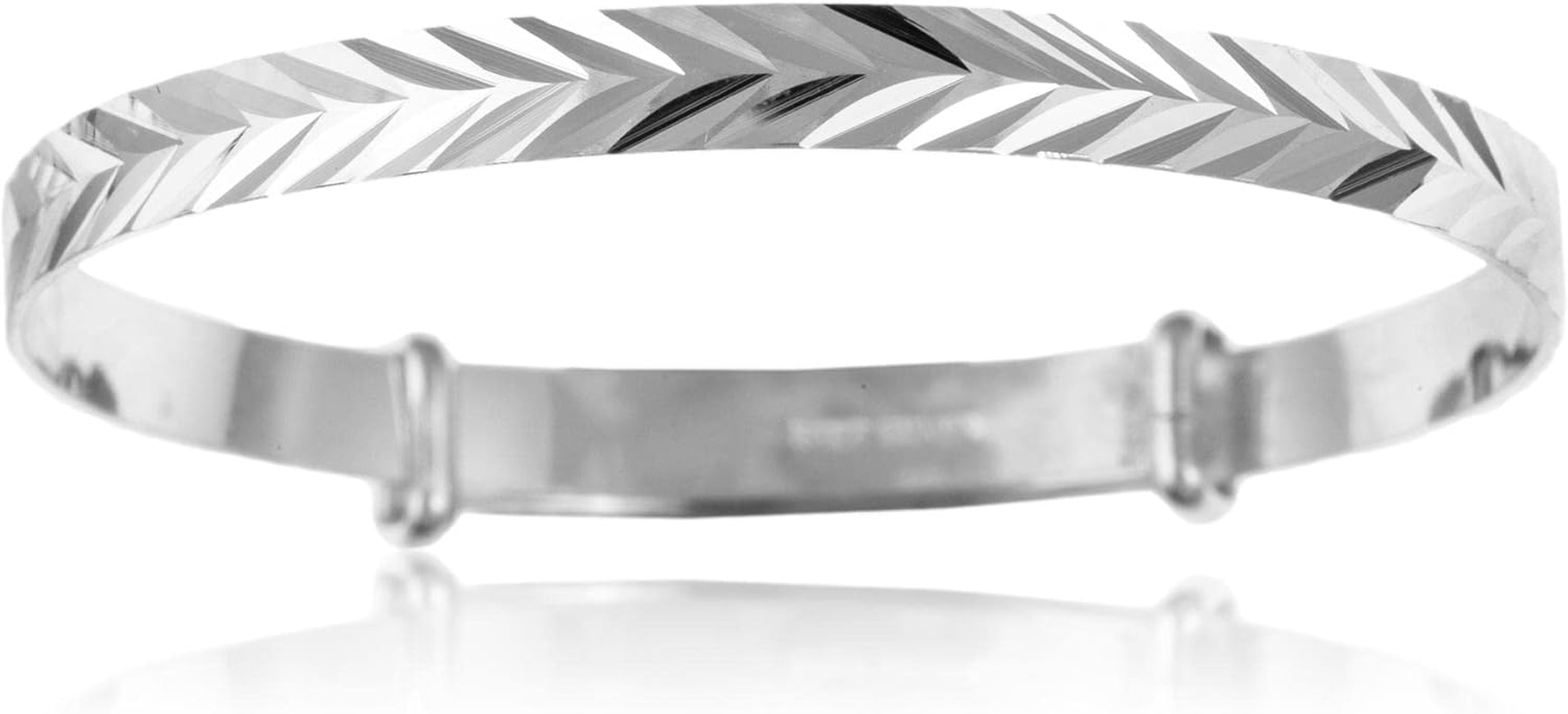 Designer Inspirations Boutique Engraved/Embossed Repeat Pattern Expanding/Expandable/Adjustable Bangle Bracelet for Baby/Child/Children/Women - 925 Sterling Silver - Childrens Jewellery