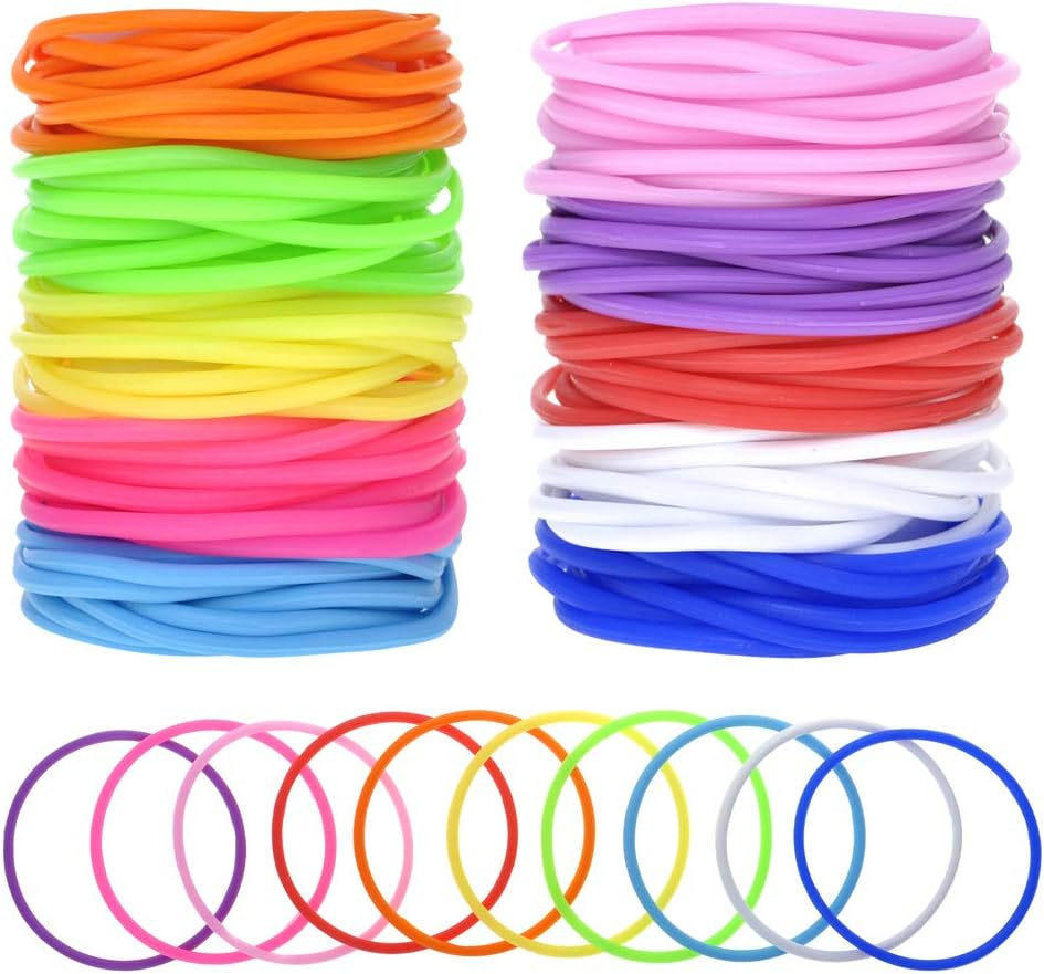 100 Pcs Jelly Bracelets for Youth, 80S Rubber Wristbands, Thin Silicone Bangles