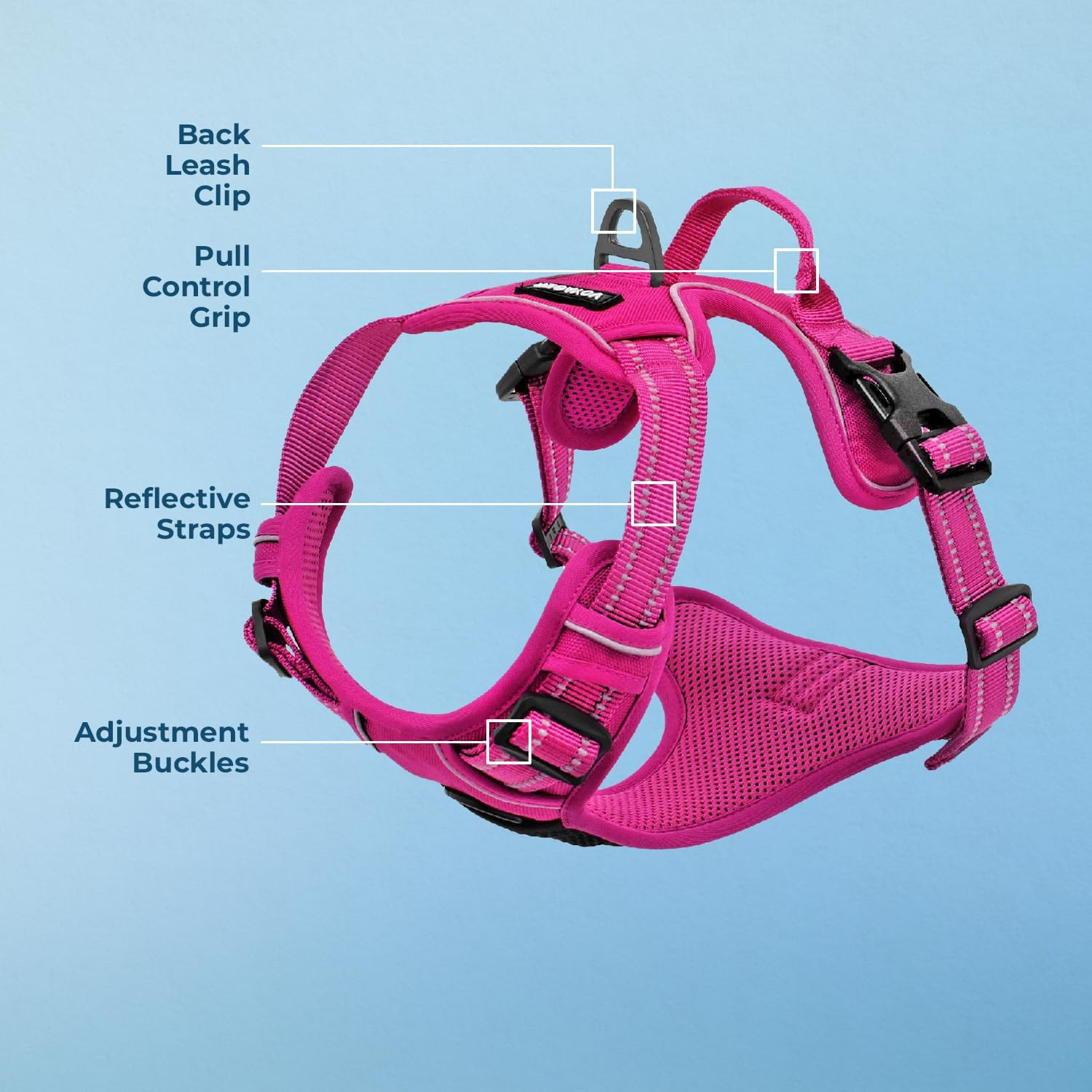Voyager by Best Pet Supplies -Dual-Attachment No-Pull Adjustable Harness with 3M Reflective Technology, (Fuchsia, Small) image number 2