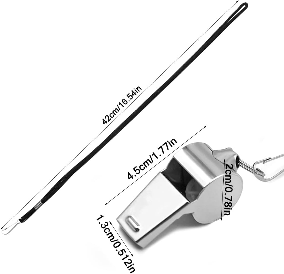 AFUNTA 4 PCS Whistle, Stainless Steel Coach Whistle with Lanyard, Loud Whistle for Emergency, Women, Refereeing, Footballing, Pet Training image number 6