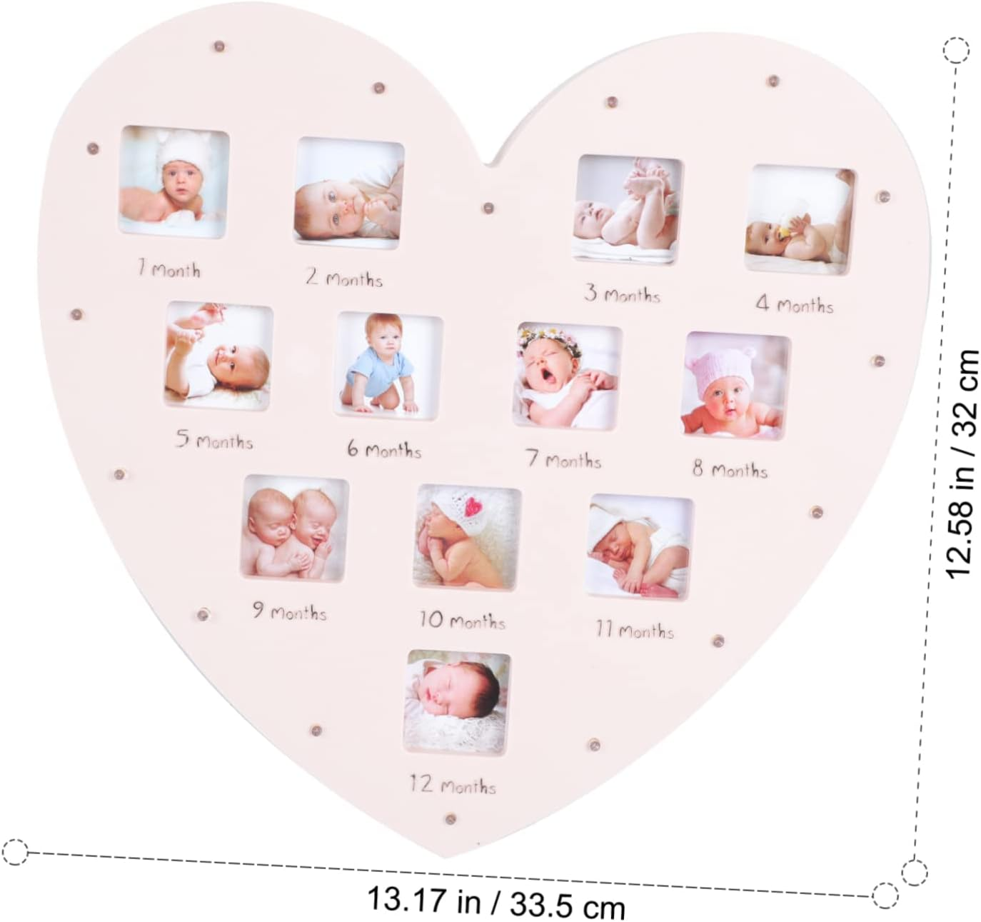 Creative Heart Shape Photo Frame with Light Month First Year Keepsake Frame for Memories Durable Wall Decor image number 2