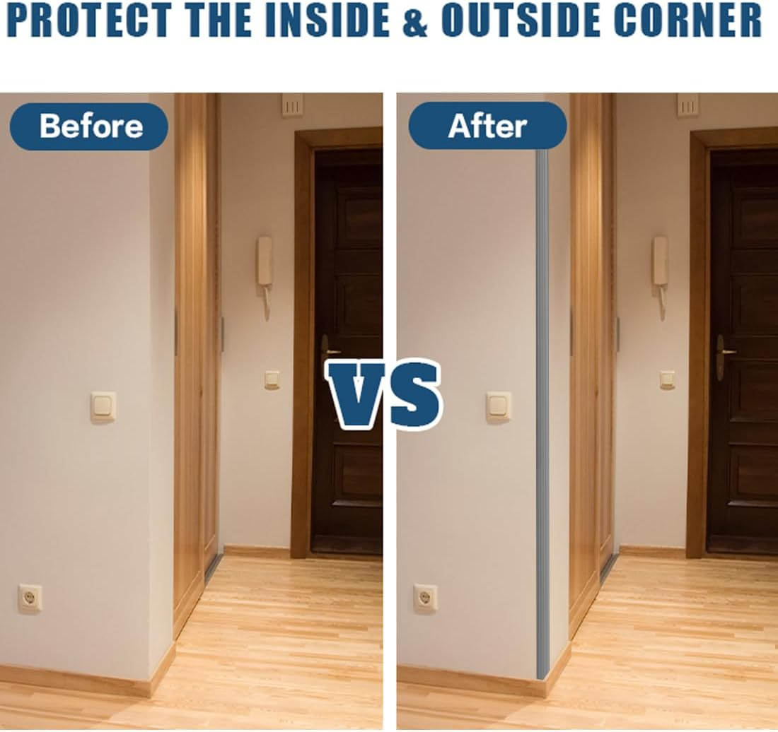 Flexible Self Adhesive Trim,Peel and Stick Trim,Wall Corner Protector,Corner Molding,Self Adhesive Corner Guards,For Wall Edge,Ceiling, Countertop,2Cm X3M.(Grey) image number 1