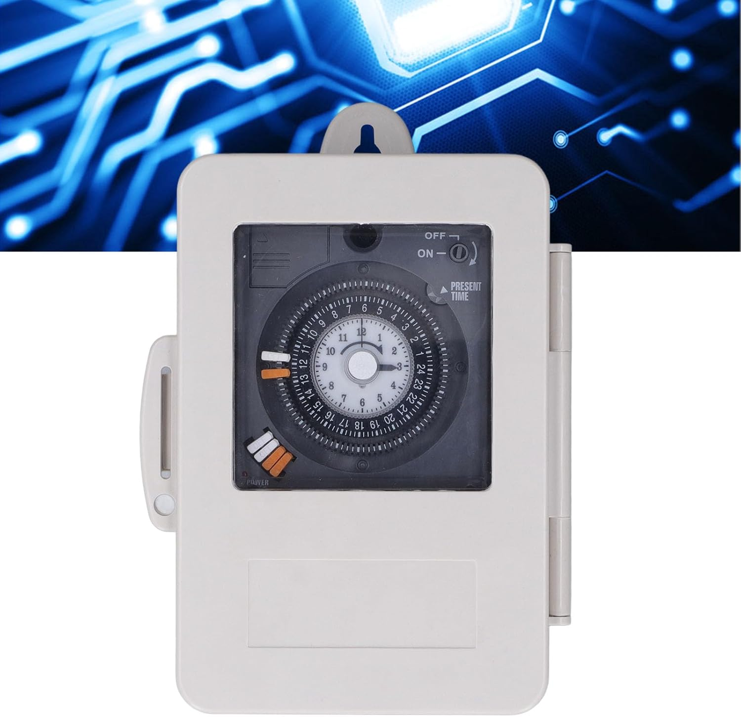 Sustvita 24 Hour Programmable Timer, Heavy Duty Mechanical Timer Switch, 30A 250VAC Weatherproof Timer for Garden Lights, Water Heaters, and Pool Equipment image number 1