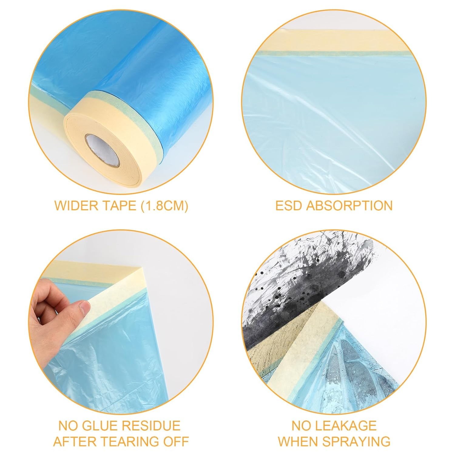 LLPT Tape and Drape Pre-Taped Masking Film | 2 Rolls | Self-Adhesive Painting Drop Film | Plastic Dust Sheets for Decorating, Cars Painting| (CMF240) | 240Cm(Unfolded) X 25M image number 5