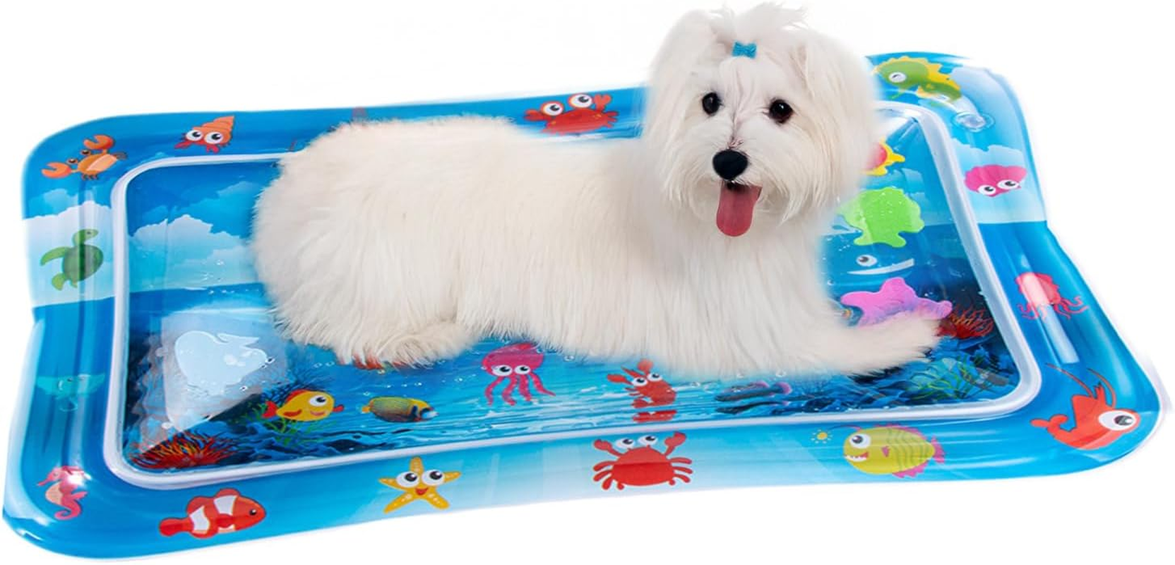 MILASIC TN-WPMT-P Pet Water Mat, Cat Toy, Cool Mat, Water Play, Includes Fish Toys, All Seasons, for Dogs and Cats, Small Dogs, Medium Dogs, Indoor Use,