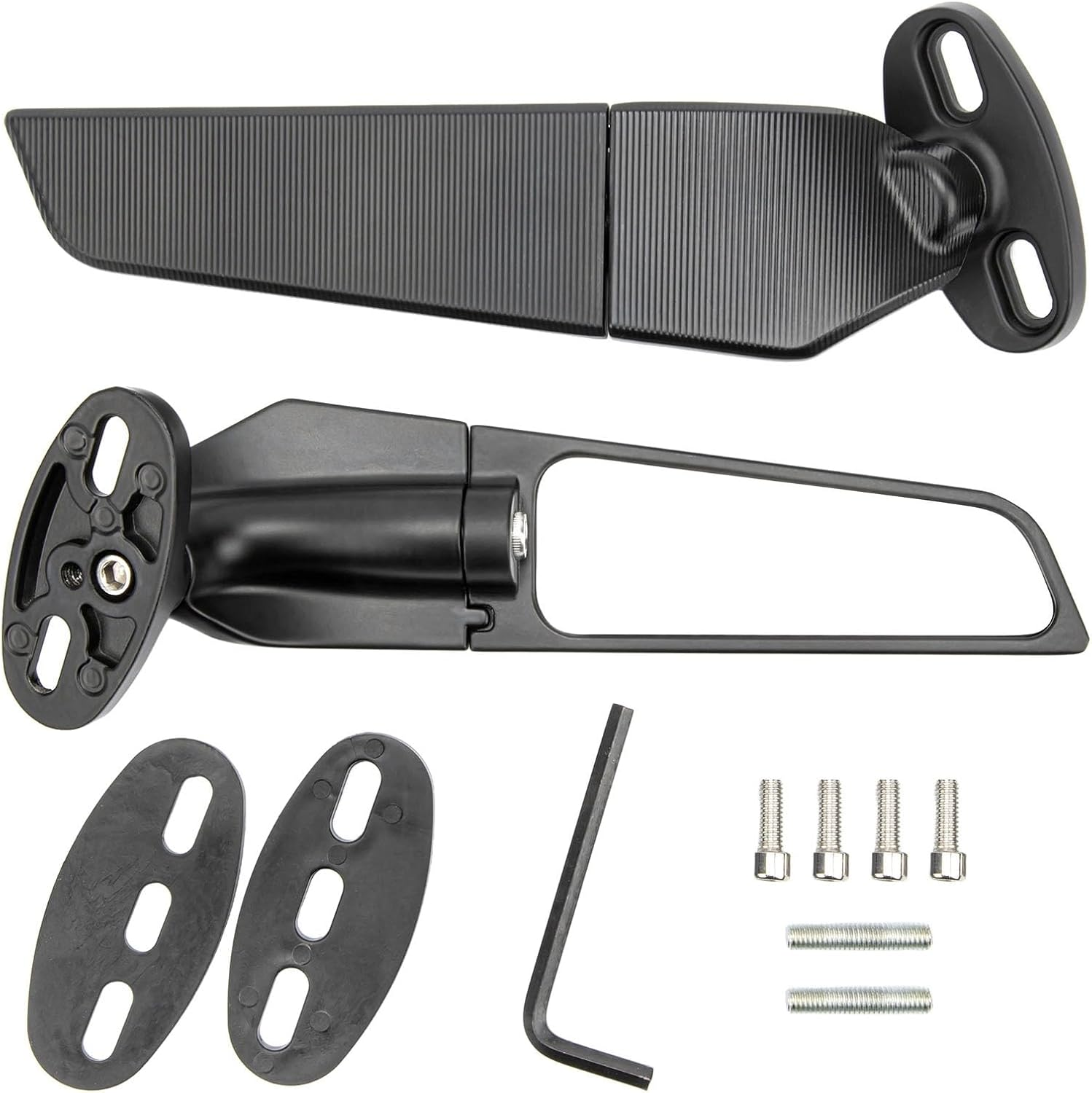 2PCS Modified Motorcycle Wing Rearview Mirrors, Motorcycle Mirrors Rear View with Convex Glass Surface, Motorcycle Accessories for KAWASA 250 300 400 650 H2 H4