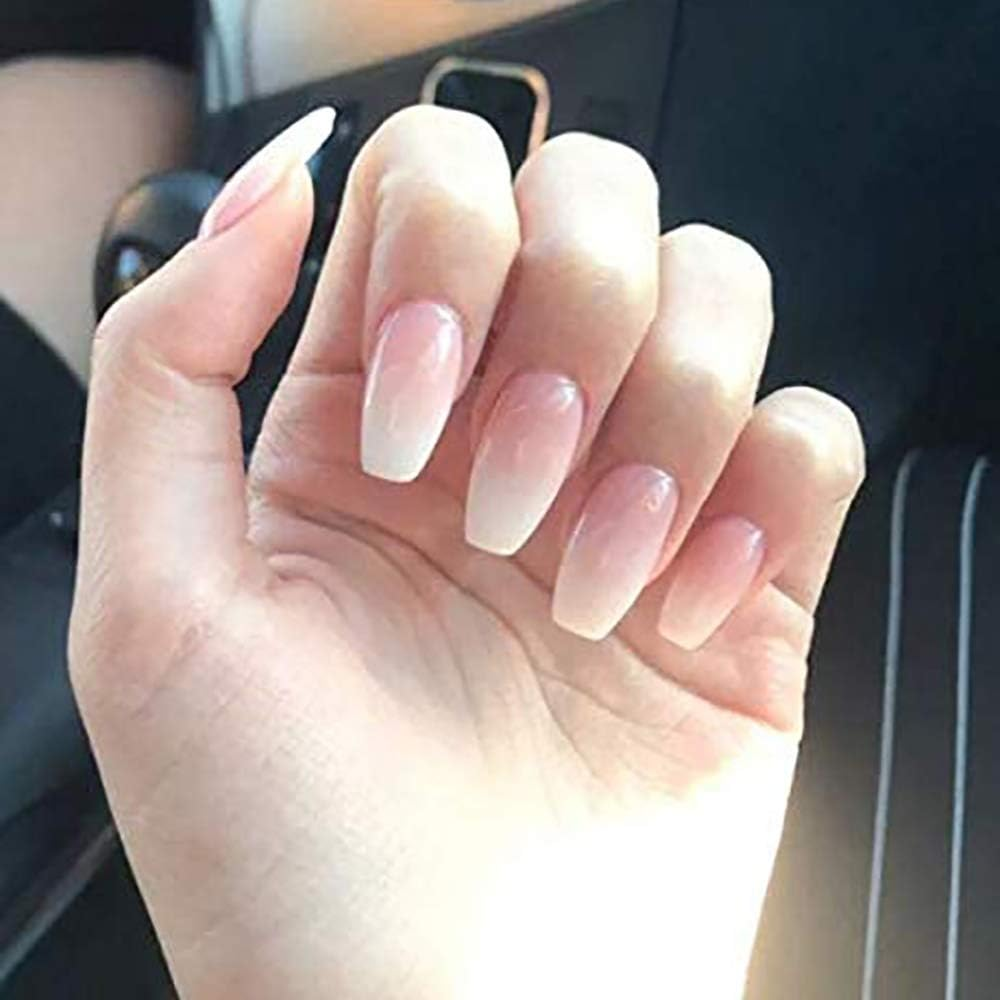 24Pcs False Nails Nude Full Cover Fake Nail Tips Glossy Coffin Artificial for Women image number 1