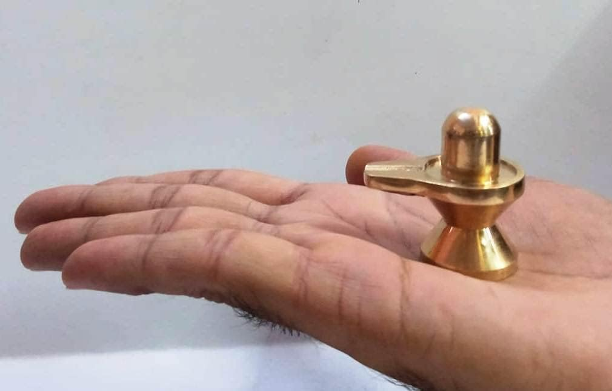 Brass Shiva Lingam Statue 1.5" Inch | 110G Small Shivling Idol for Puja | Lord Shankar Ling Decorative Deity Figurine for Home Temple Office Decor | Hindu God Brass Murti Gift & Vastu Showpiece image number 6