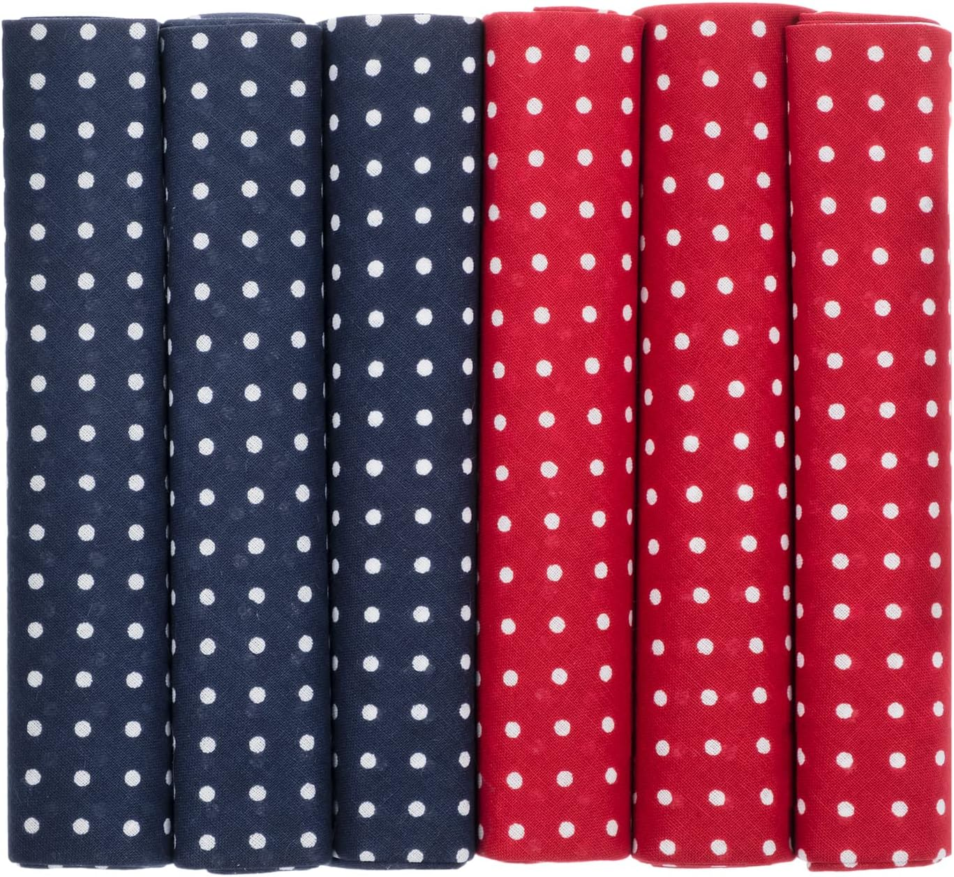 MANDITTIONS Packs of Spotted Cotton Handkerchiefs Navy Blue and Deep Red with White Spots