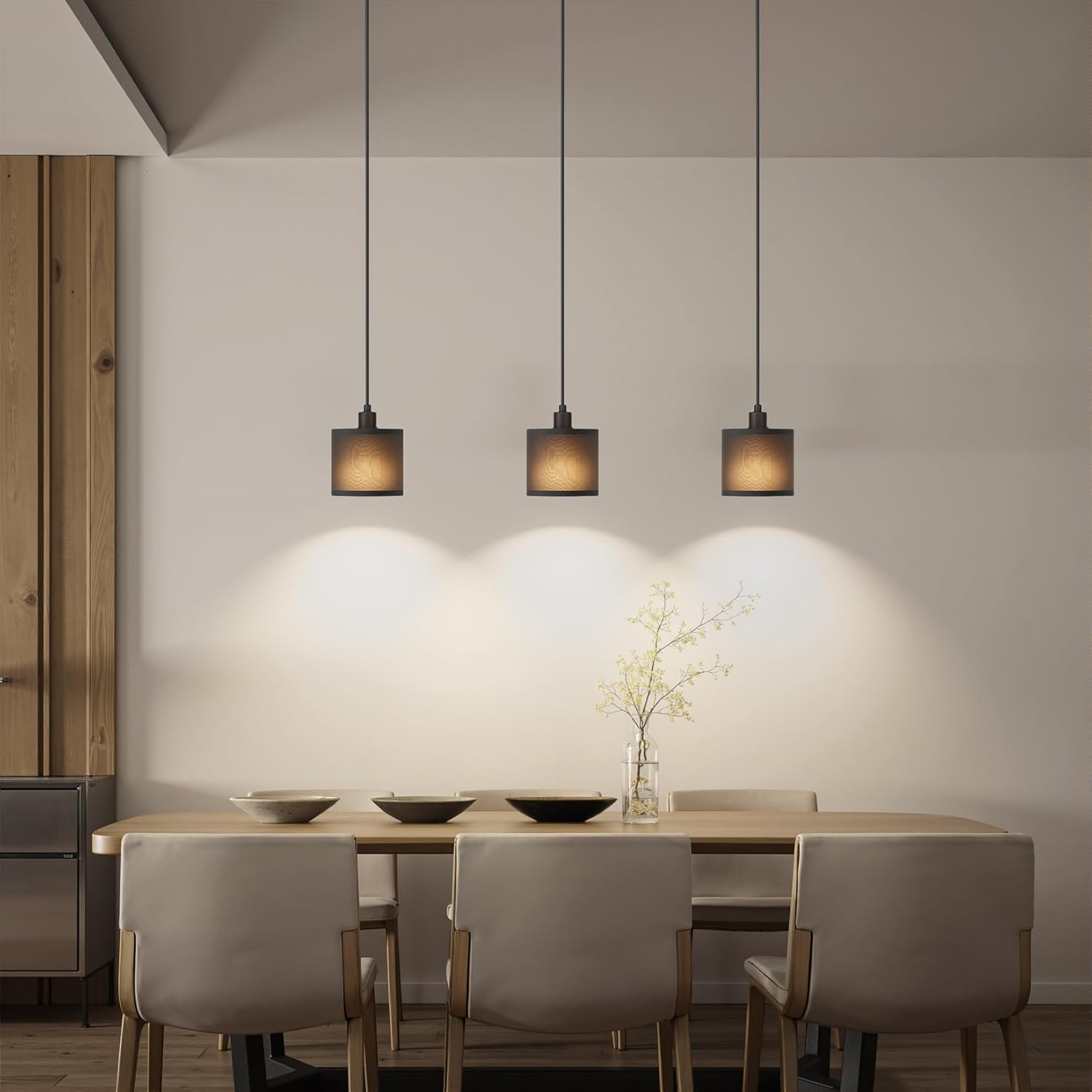 Klighten 3 X E14 Pendant Light, Modern Design, Height Adjustable, Simple Hanging Lamp for Dining Table, Living Room, Kitchen, 40 W Max, Bulb Not Included, Black image number 4