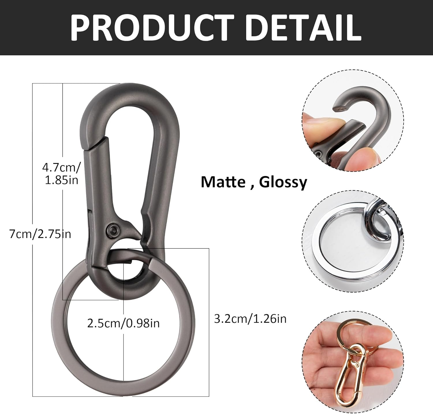 3Pack Metal Keychains Key Ring Holder Organizer Zinc Alloy Sturdy Key Chain Cut Keyring Accessories Hooks Rings Key Finder Key Ring Clip for Home Office and Car Carabiner for Women Men Gifts Travel image number 1