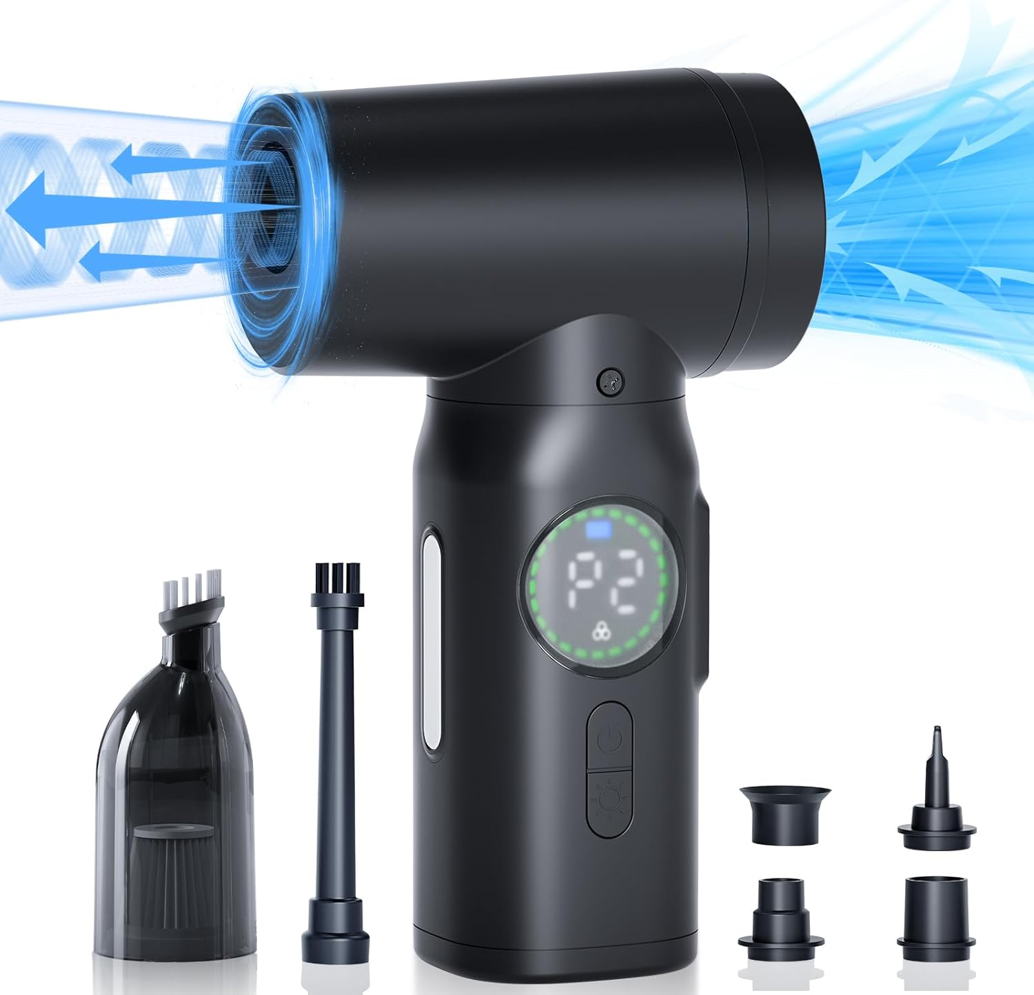 Ngteco Compressed Air Duster 3-Gear 100000RPM, with LED Light,3 in 1 Handheld Vacuum Cleaner ，Replace Canned Duster,Rechargeable Cordless Air Duster for Computer/Keyboard/Laptop/Car Cleaner AD12