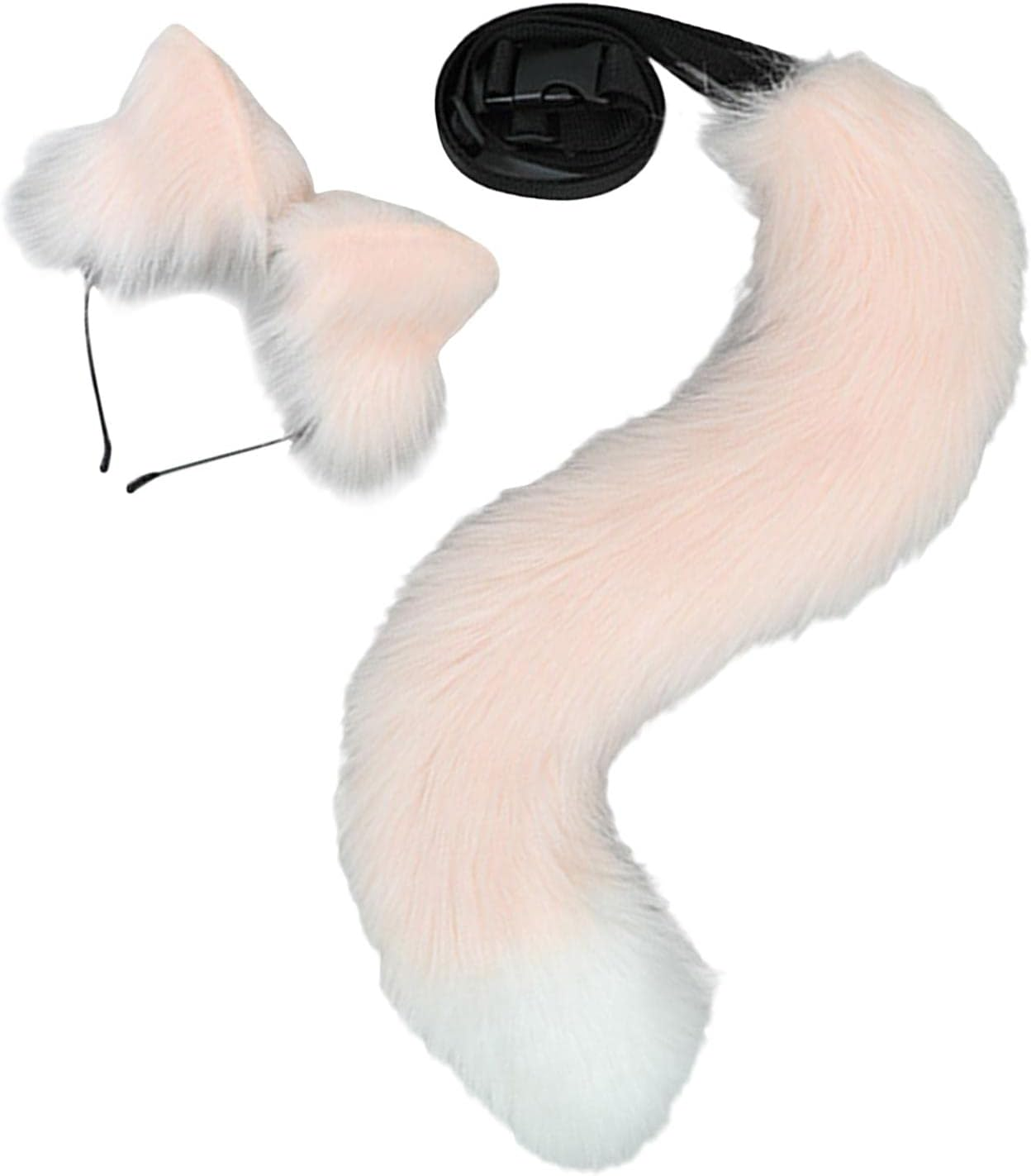 Faux Fur Animal Fox Ears Headband & Tail Costume Kit Hair Hoop for Party Halloween Fancy Dress Cosplay Unisex Kids, Brown - Orange image number 2