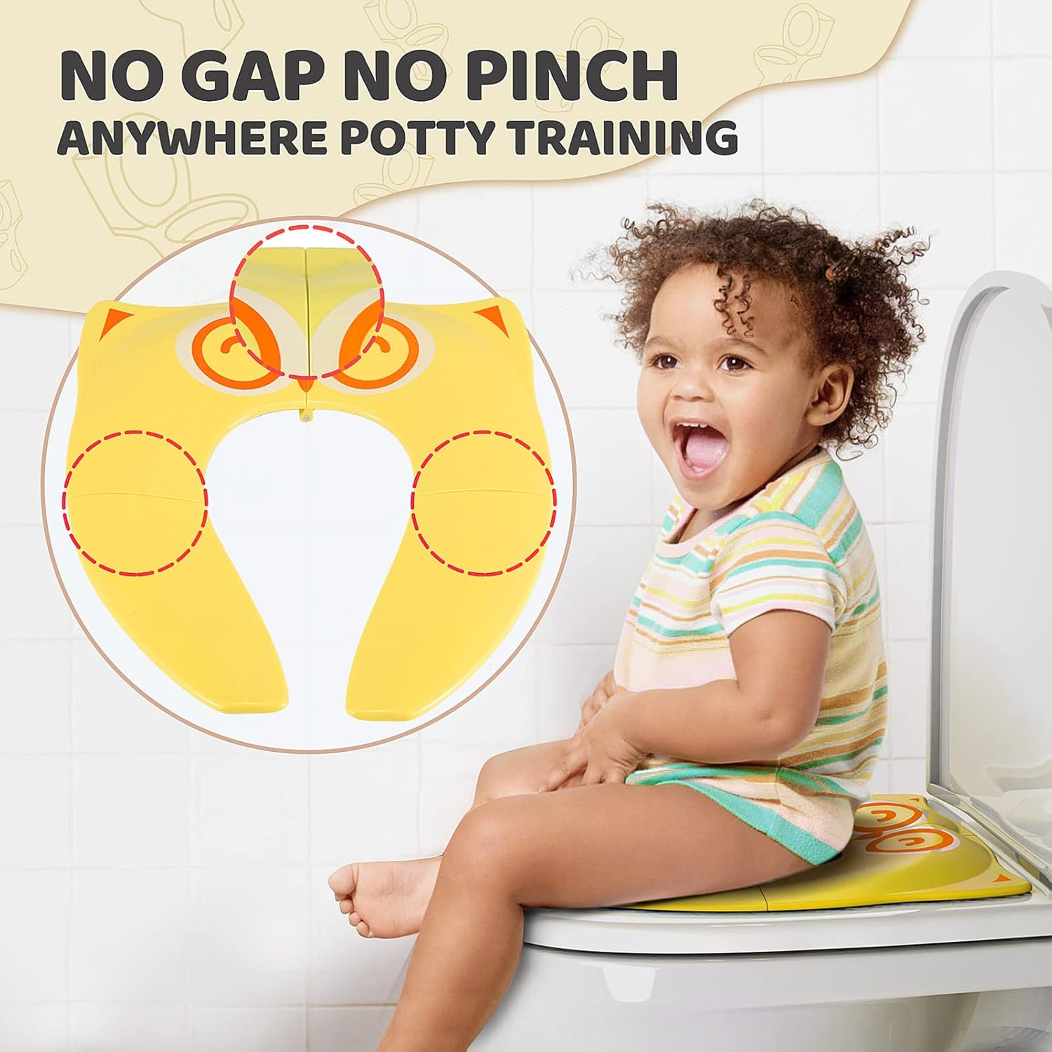 Gimars Upgrade Folding 6 Large Non Slip Silicone Pads Travel Portable Reusable Toilet Potty Training Seat Covers Liners with Carry Bag for Babies, Toddlers and Kids, Yellow image number 6
