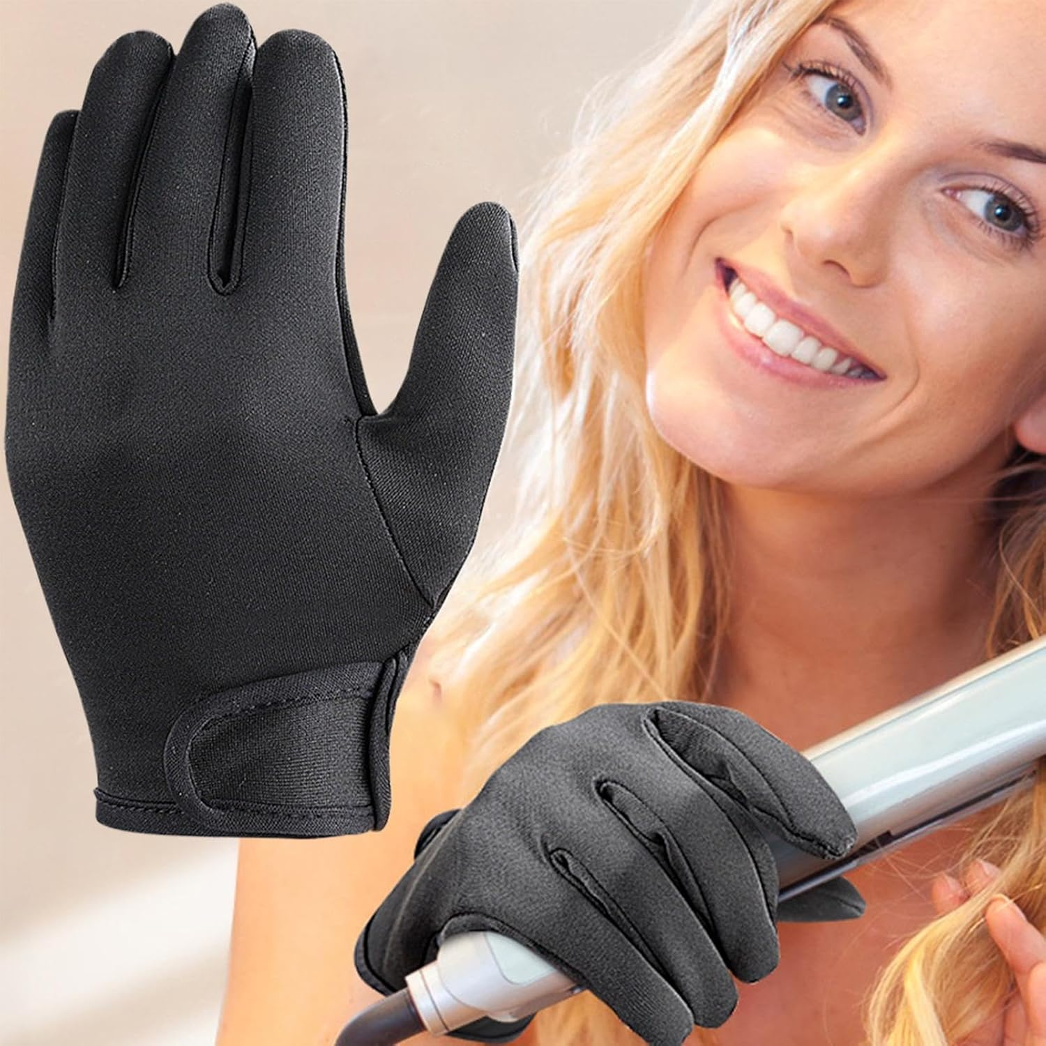 Hair Styling Heat Gloves | Professional Hand Gloves Heat Resistant 5 Fingers Heat Gloves | Reusable Glove Mitt Thick Non-Slip Household Supplies for Hair Styling - Hairdressing Anti-Scald Gloves (Left) image number 6