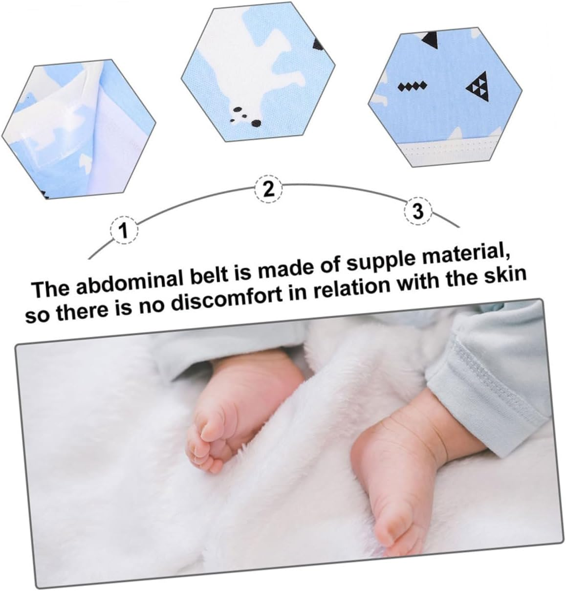 SAFIGLE Newborn Infant Belly Band Cotton Navel Wrap Baby Belly Button Cover Portable Cord Belt for Baby Supplies Autumn Winter 80 Size Arctic Blue image number 3