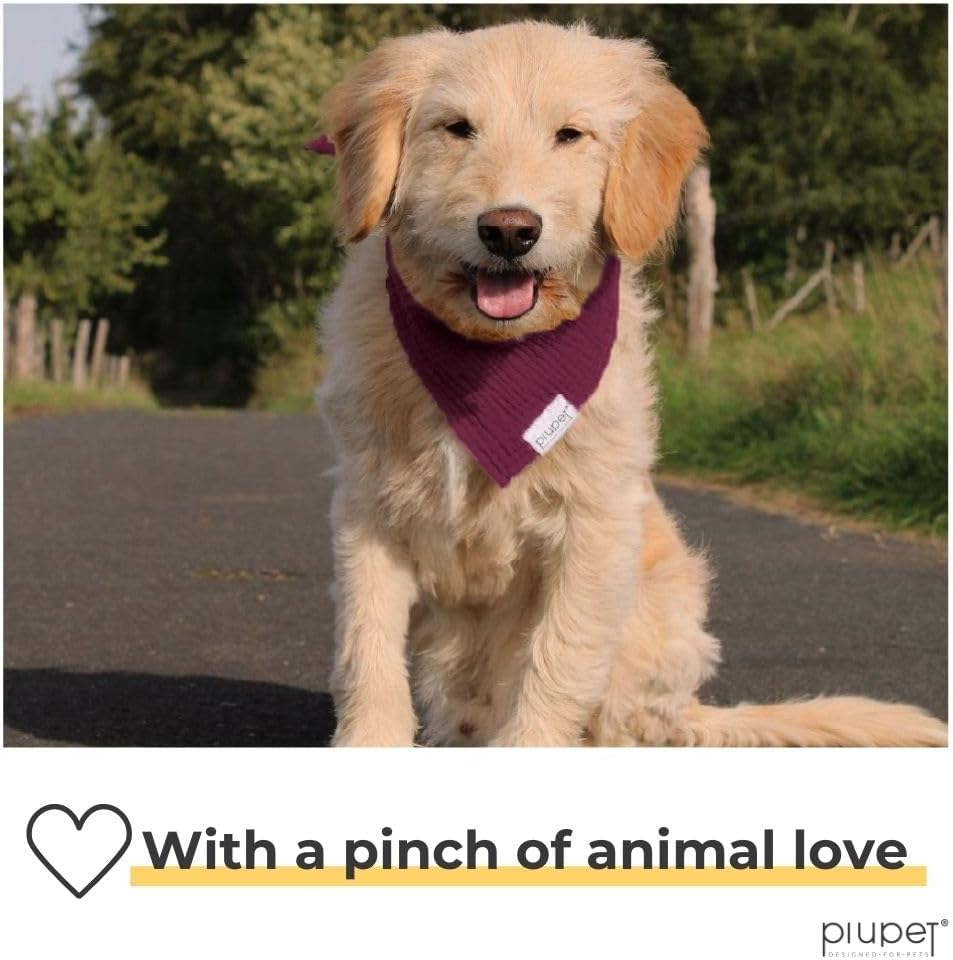 Piupet&reg; Dog Bandana (S) I 58 X 40 X 40 Cm I Set of 2 Dog Bandanas I Dog Neckerchief Large Dogs I Stylish Bandana Large and Small Dogs I Beige/Red image number 6