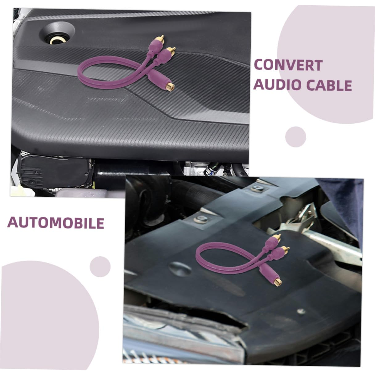 IMIKEYA 2Pcs Violet RCA Y Splitter Cable Dual Headphone Jack Adapter for Car Audio Subwoofer Amplifier Converter Compatible with Home Theater and CD Player Systems image number 3