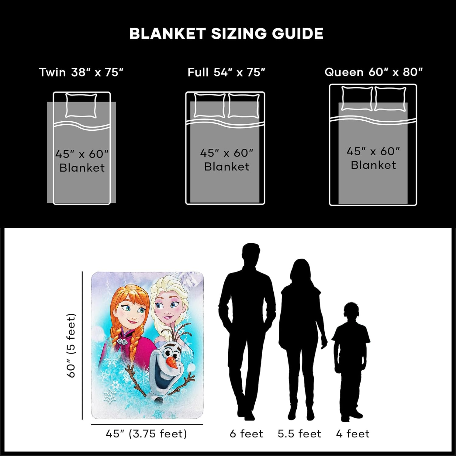 Disney Frozen, Snow Journey Fleece Throw Blanket, 45" X 60", Multi Color, 1 Count