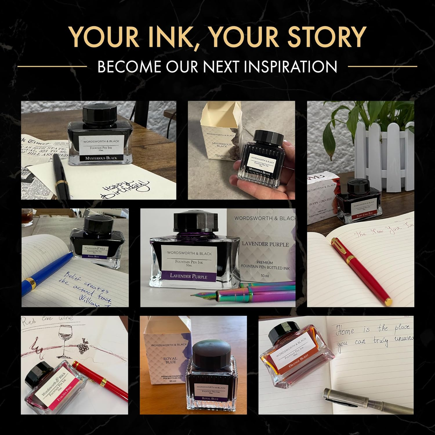 Wordsworth and Black Fountain Pen Ink Bottle (50 Ml) Premium Luxury Edition, [Poppy Corn Red] Fountain Pens Bottled Ink; Classic Designed Bottle Smooth Flow 50 Ml image number 3