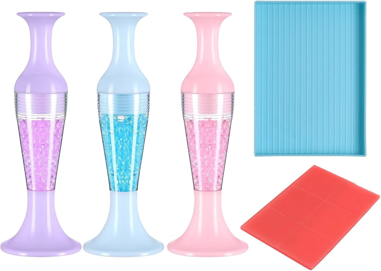 Flower Pens Gem Art - Flower Pot Shape Nail Pen | Diamond Painting Pens, 3X Self Adhesive Pens with Comfortable Handle, Pen Tool Set with Gem Tray