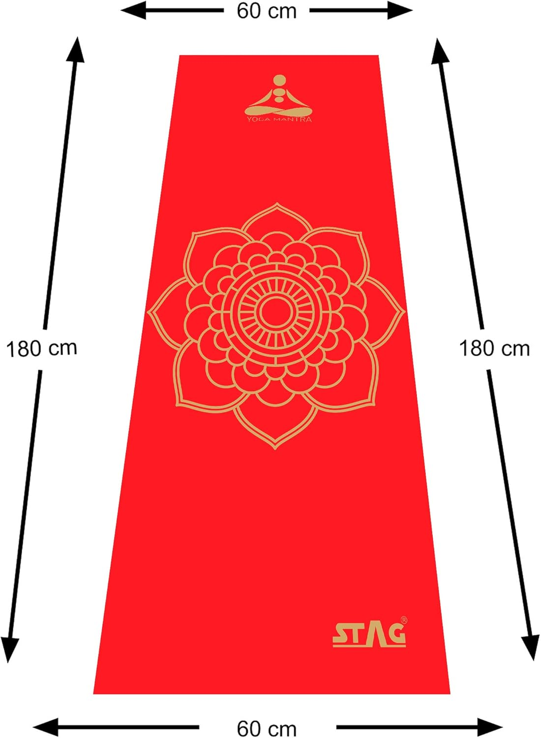 Stag Designer Yoga Mat | Color: Red | Size: 6Mm | YMPRM6 | Material: Foam | Durable and Flexible to Use | Ideal for Yoga, Pilates, Stretching and Toning Workouts image number 4