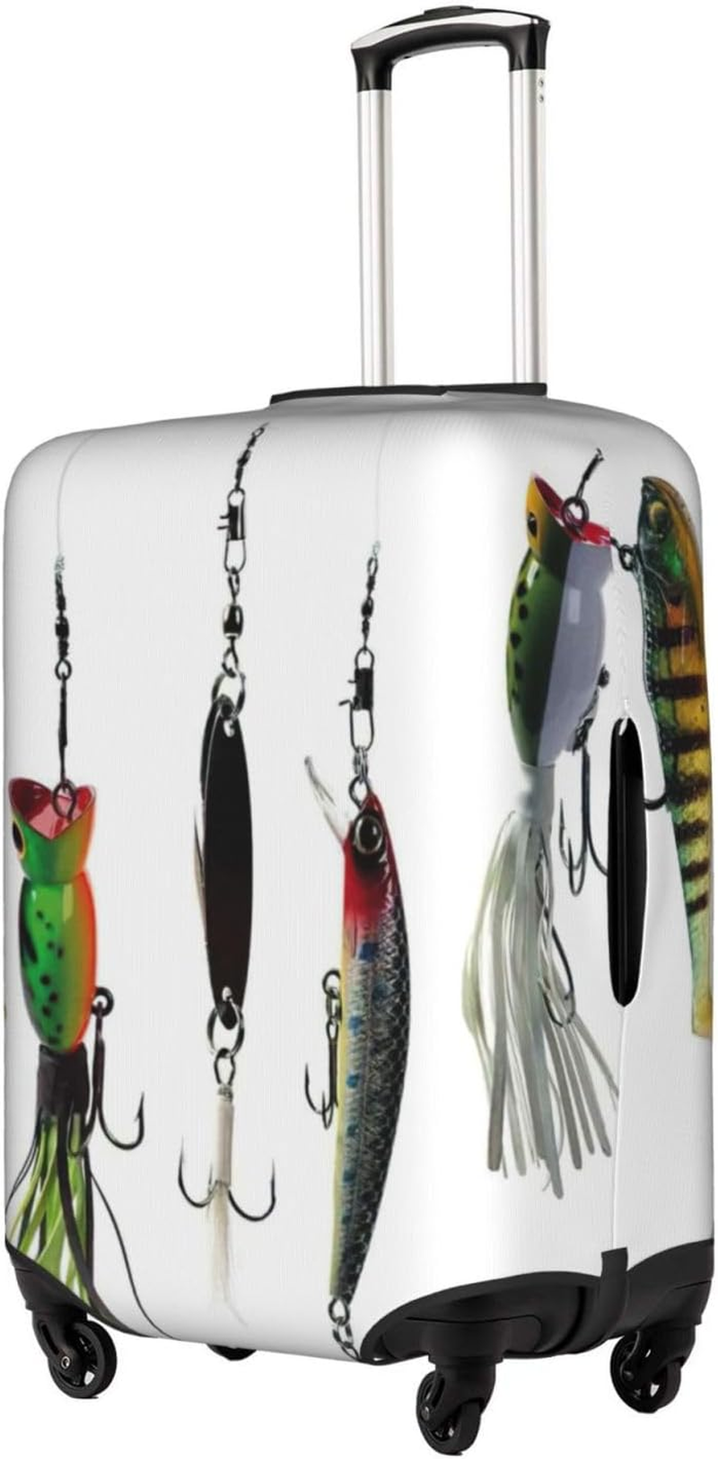Odddot Various Type of Fishing Baits Print Travel Luggage Cover,Suitcase Protector Cover, Washable Baggage Covers,For 18-32 Inch Luggage, Various Type of Fishing Baits, Large image number 3