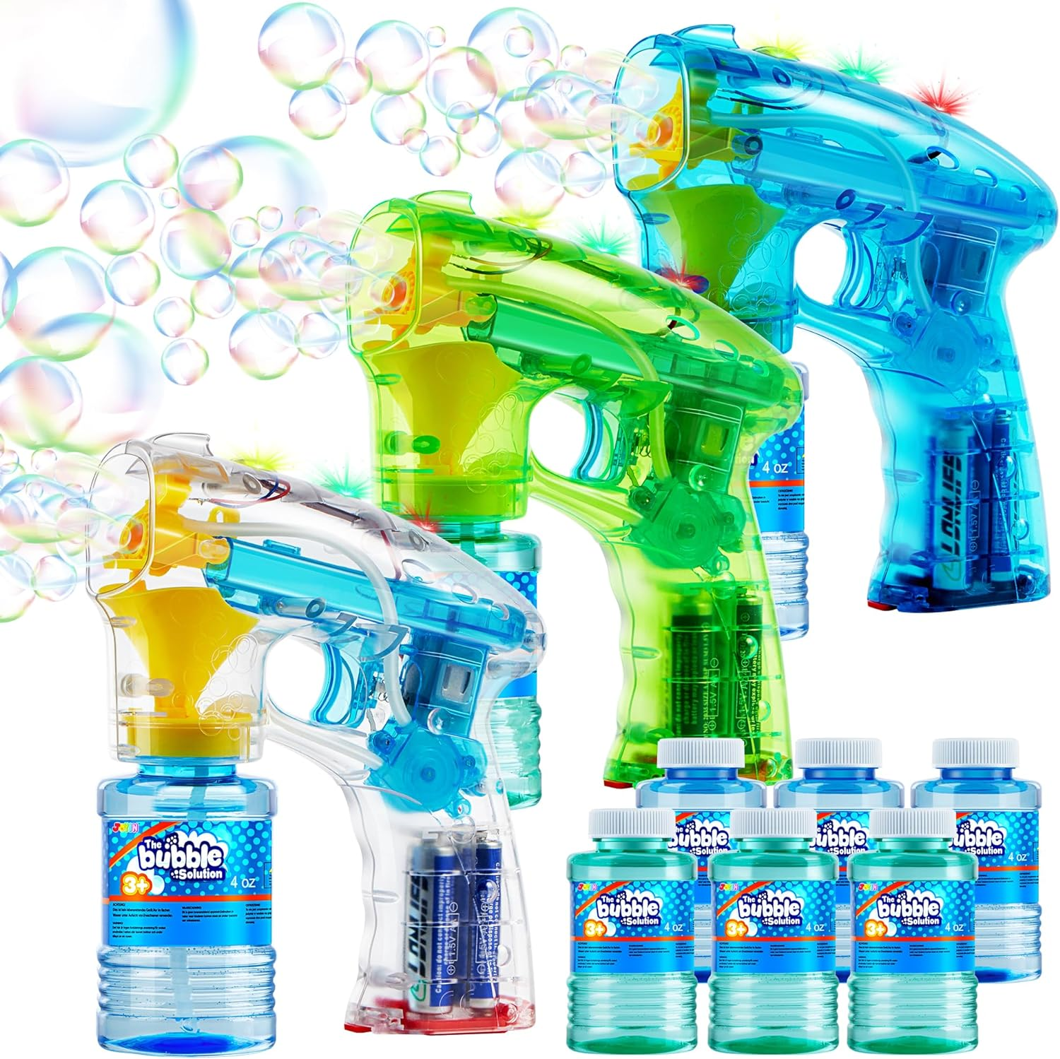 JOYIN 3 Bubble Guns Kit for Bubble Blaster Party Favors, LED Bubble Machine Blaster Party Supplies, Summer Toy, Outdoors Activity, Birthday Gift, Bubble Blower Toy, Easter image number 1