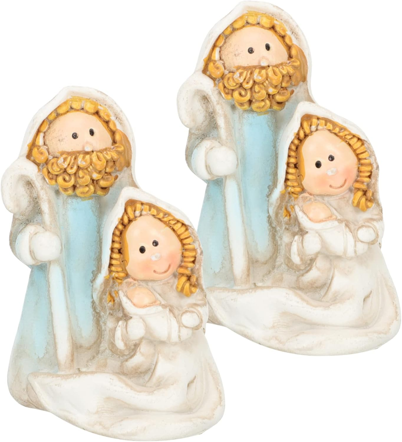 2Pcs Mini Nativity Tabletop Scenes Religious Ornament Small Jesus Figurine Resin Holy Family Scene Shelf Decor Christian Christmas Ornaments for Home image number 5