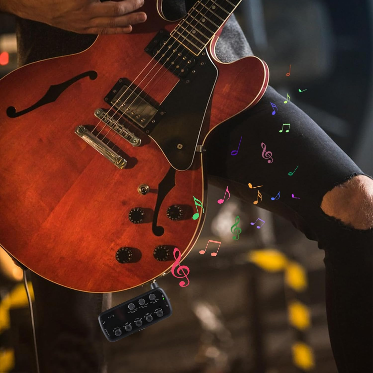 Xinyee Guitar Amplifier Mini Amp Portable Headphone Guitar Amplifier Plug and Play for Electric Guitar Musical Instrument 3 Built-In Speaker Simulations OTG Internal Recording image number 6