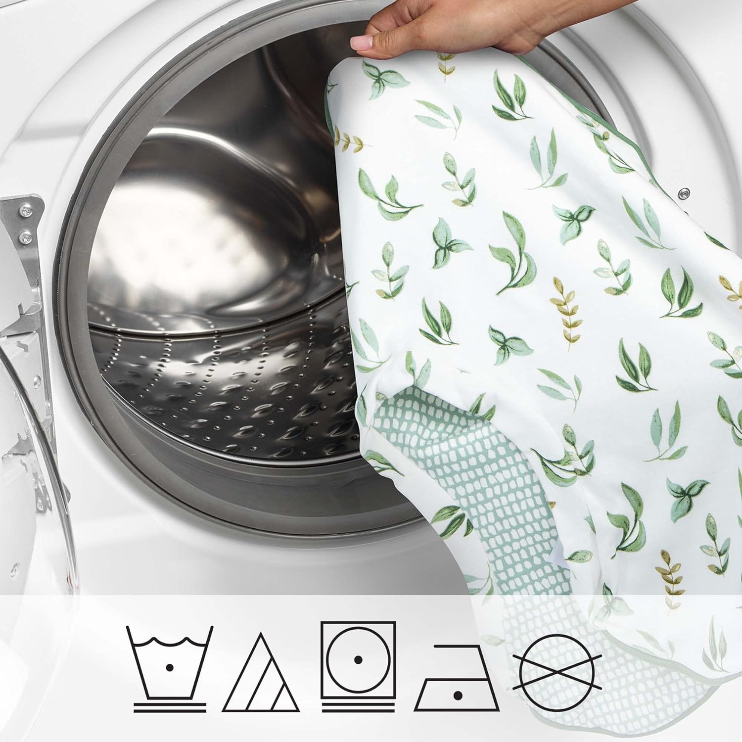 Boppy Organic Original Support Nursing Pillow Cover, Green Little Leaves, 100% Organic Cotton Jersey Cover Fits All Boppy Original Nursing Supports for Breastfeeding and Bottle, Cover Only image number 4