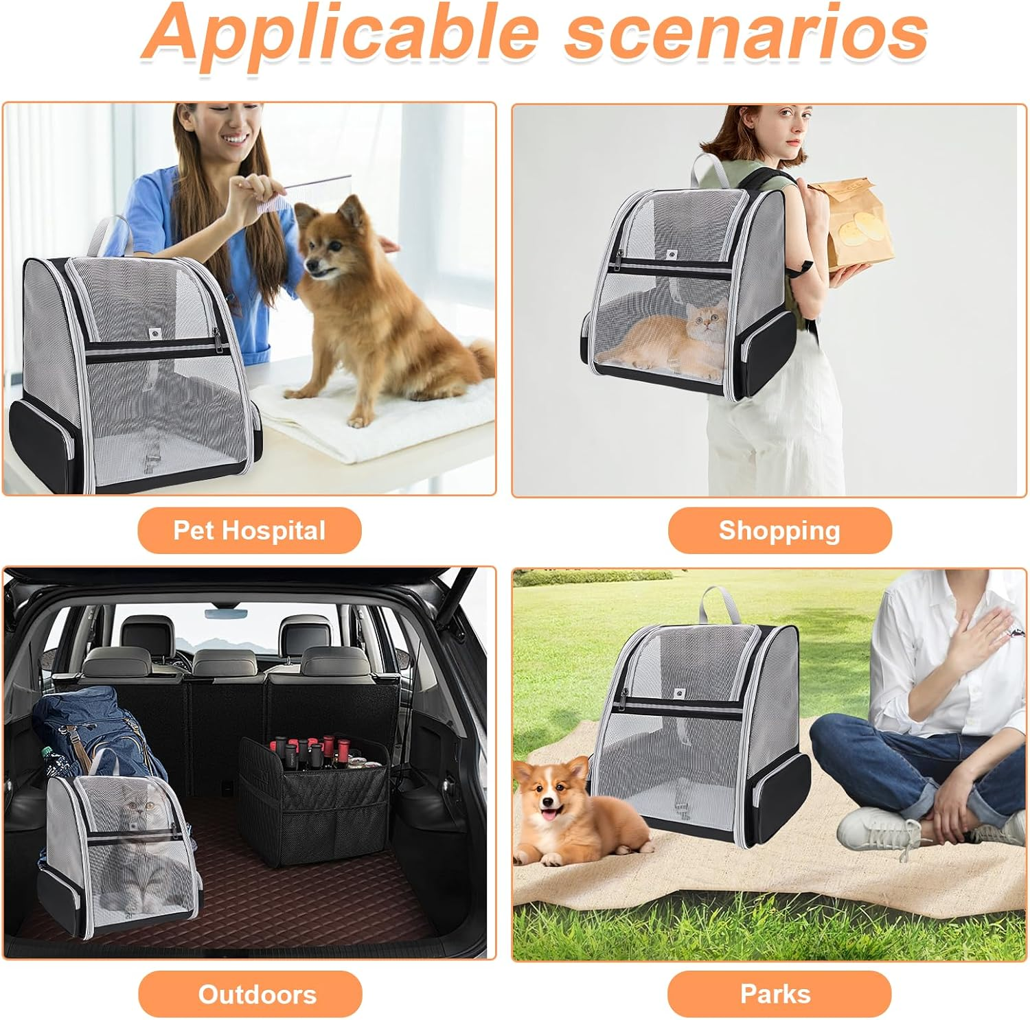 Cat Carrier Backpack, Pet Carrier Backpack for Small Pet Cat Dog Puppy Kitten, Dog Backpack Mesh Cat Bag Breathable Pet Carrier Bag for Hiking Travel Outdoor Walking image number 2